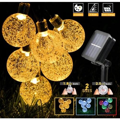 20/30/50/100 LEDS Solar Lights Globe Crystal Balls LED String Fairy Lights Outdoor Lighting Garden Wedding Christmas Decoration