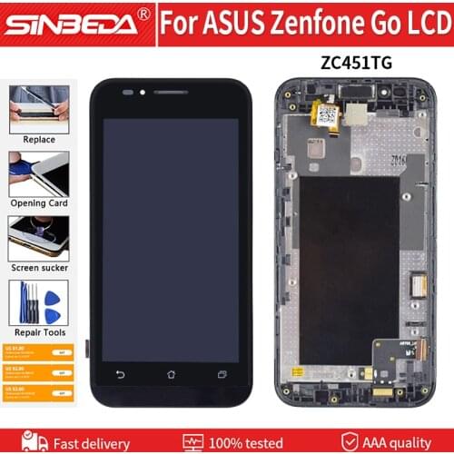 4.5" Original LCD Assembly For ASUS Zenfone Go ZC451TG LCD Display Touch Screen With Frame Digitizer Replacement Free Tools