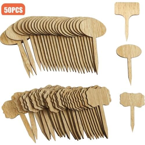 50pcs Wooden T-Shape Plant Labels Garden Seedlings Sign Tags Marker Sticks for Succulent Herbs Flowers Tray Seed Potted