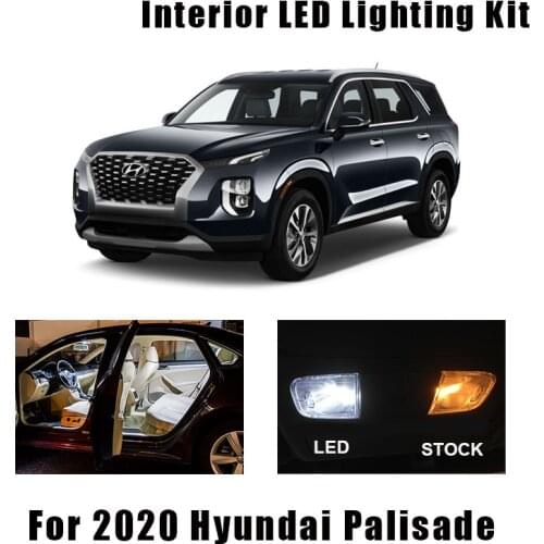 8pcs White Ice Blue Canbus LED Interior License Plate Light Kit For 2020 Hyundai Palisade Cargo Glove Box Lamp Car Accessories