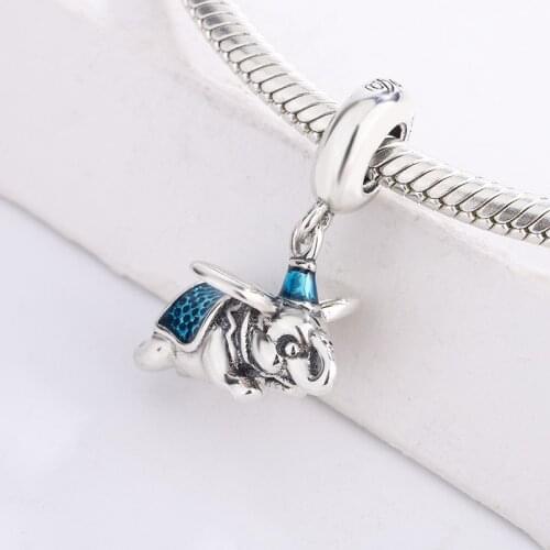 925 Sterling Silver Elephant Wearing A Blue Cloak Pendant Charm Bracelet Fashion Accessories Jewelry DIY Making For Pandora