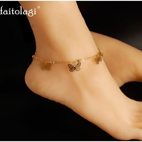 Fashion Simple Summer Peach Heart Anklets For Women Foot Jewelry Beach Double Heart Ankle Bracelet Sandals on the leg Female