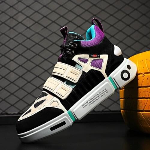 Brand Walking Sneakers 2020 Fashion Men Skateboard Shoes High Top Hook Loop Wear-Resistant Women Flat Sports Shoe Big Size 36-45