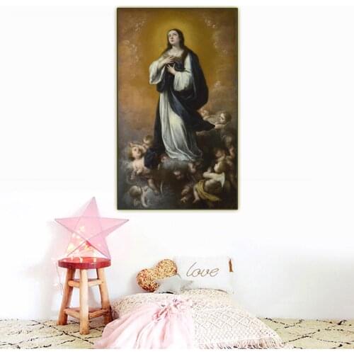 Citon Murillo《The Immaculate Conception of the Virgin》Canvas Art Oil Painting Picture The Wall Background Decorations Home Decor