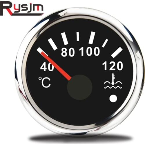 52mm 2" Marine Boat Yacht Water Temperature Gauge Temp Meter Motorcycle Auto 40-120 Celsius White 301~22 ohm with Alarm light