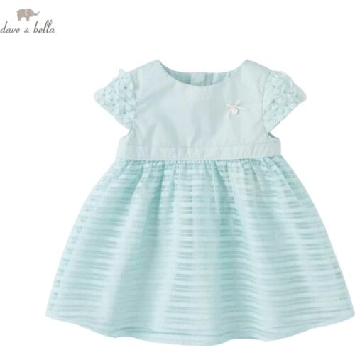 DBS16611 dave bella summer baby girls cute bow floral striped dress children fashion party dress kids infant lolita clothes