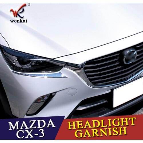 For Mazda CX-3 CX3 2015 2016 2017 2018 Chrome ABS Front Head Light Lamp Eyelid Eyebrow Trim 2pcs Car Accessories Styling