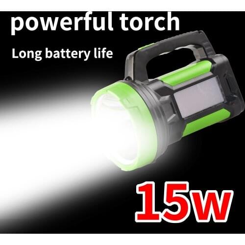 Dual Light Source LED Searchlight Outdoor Camping Portable Waterproof Flashlight Night Walk Home Rechargeable Searchlight
