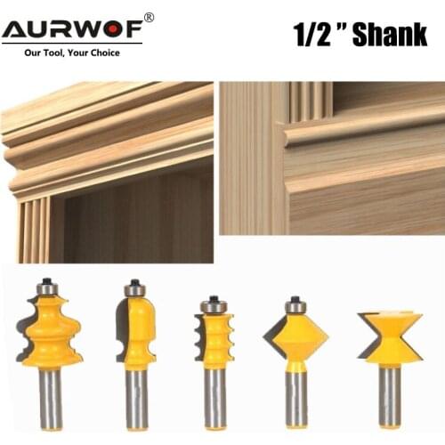 LAVIE 5pcs 12mm 1/2 Inch Shank Closet Door Top Router Bits Set Wood Carving Carbide Alloy Graver Convex Milling Bits MC03052