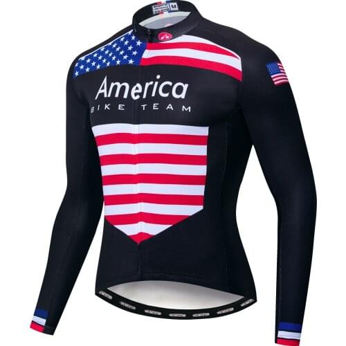 United States Cycling Jersey long sleeve men Bike Jerseys road MTB bicycle Clothing sportswear maillot Racing tops shirts US