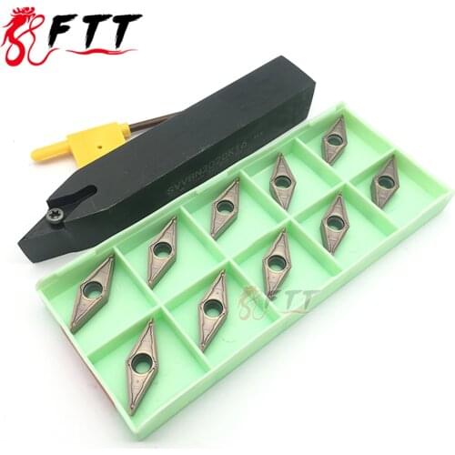 10pcs VBMT160404 MV FT1125 Carbide Inserts External Turning Tool Cutting Insert 1pcs SVVBN2020K16 Holder For Lathe