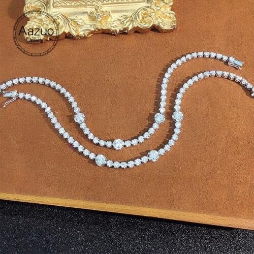 Aazuo Real 18K Pure Solid White Gold Real Diamonds 2.6ct Classic Tennis Bracelet Gift For Woman Upscale Trendy Engagement Party