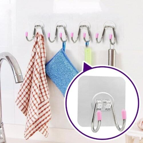 Bathroom Stainless Steel Hook Kitchen Storage Hook Free Perforated Wall Hook Bathroom Towel Hook Household Storage