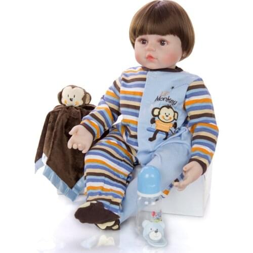 60cm Bebe Reborn Toddler Boy Doll Silicone Vinyl Limbs 24" Cute stuffed fashion Baby Doll reborn play house toys gift