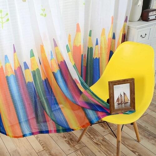Lychee Sun Rainbow Pencil Printed Curtain Modern Door Curtain Window Room Divider Curtain Valance Home Decoration