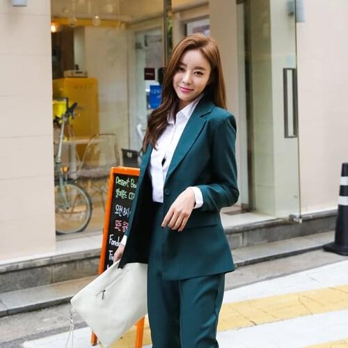 Fashion Women Casual Office OL Business Suits Formal Work Wear Sets black suit jacket + Pant Suitstwo piece set
