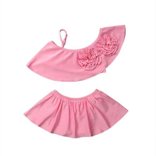 Boutique girl swimsuit Girls 2-7 years Bikini Set Kids Flower Tops+Tutu Skirts Bottoms Tankini Swimwear