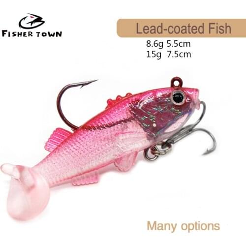 Soft bait Silicone Swimbaits Artificial Bionics Fish Wobblers shad Bass pike Carp Fishing Lure jig head 3D eyes T Tail