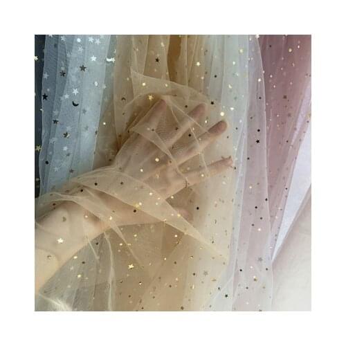 Soft Tulle Fabric by the yard,Star Sequin Mesh Fabric,Bridal Gown Wedding Dress Fabric,Bridal Veil,Black,White,Pink,Red,Gray