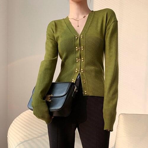 Spring Summer Hook Buttons Slim Fit Cardigan Women Sweater Slim Fit Lady Pull Femme Jersey Mujer