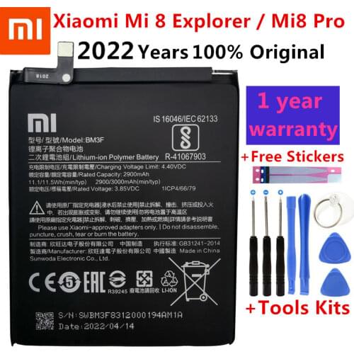 Xiao mi 100% Orginal BM3F 3000mAh battery For Xiaomi 8 Mi 8 Explorer/Mi8 Pro BM3F Phone Replacement Batteries +Tools