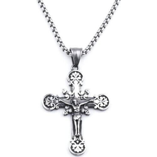 Necklace Creative Male Punk Jewelry Accessories Gift Dropshipping Fashion Stainless Steel Mens Necklace Gothic Cross Pendant