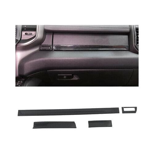 Carbon Fiber Dashboard Middle Console Stripe Trim 4pcs For Dodge Ram 1500 19-20