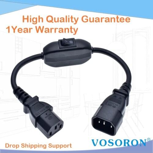 IEC 320 C14 Male to C13 Female Adapter Converter Extension Power Cable + On/Off Switch power converter plug PDU UPS 10A 0.3M