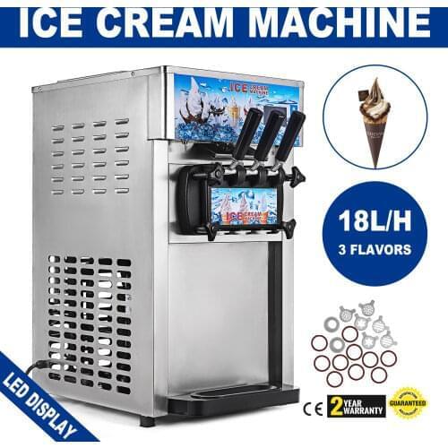 Commercial Soft Ice Cream Machine Stainless Commercial Refrigerator Soft Ice Cream Machine Soft 3 Flavors