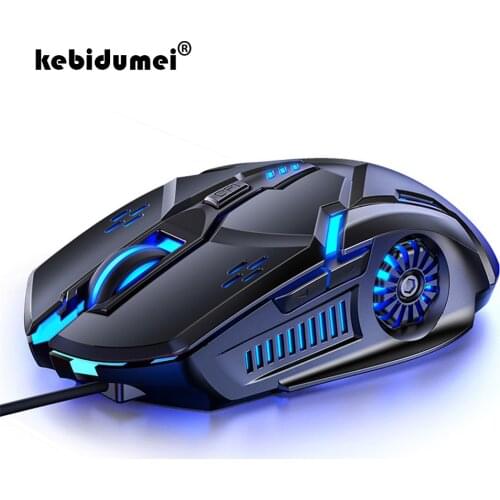 6 Button Wired Mute Mouse Gamer Gaming Mouse Mice 4-Speed DPI RGB Backlight USB Computer Mouse for PUBG Computer PC Laptop