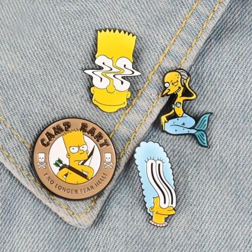 Cartoon Simpson Toast Baby Star Brooch Funny Enamel Lapel Pins Jewelry Gift For Fans Jewelry Childrens Clothes Accessories