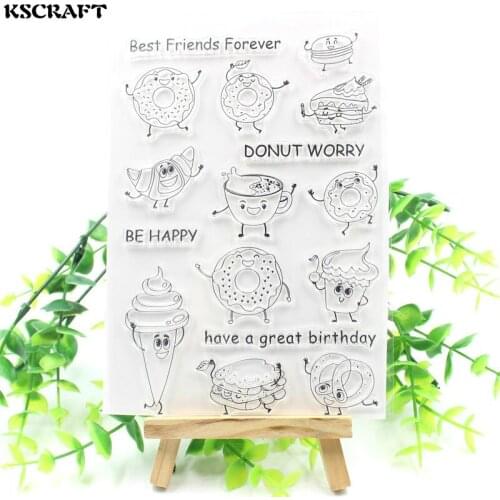 KSCRAFT Lovely Donuts Transparent Clear Silicone Stamps for DIY Scrapbooking/Card Making/Kids Fun Decoration Supplies 157