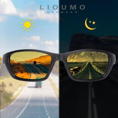 LIOUMO Brand Outdoor Sports Driving Sunglasses For Men Polarized Photochromic Glasses Women Yellow Eyewear lentes de sol hombre