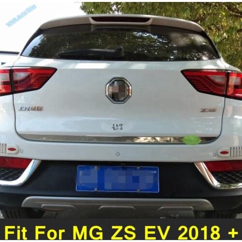 Car Styling Exterior Stainless Steel Rear Trunk Tail Gate Steamer Lid Strip Cover Trim 1PCS Accessories For MG ZS EV 2018 - 2021
