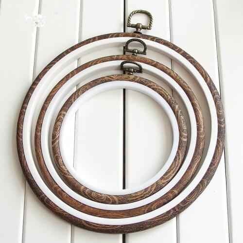 Wood grain plastic hoop Can be frame unadjustable Imitation tool square embroidery for cross stitch handcraft DIY needlework