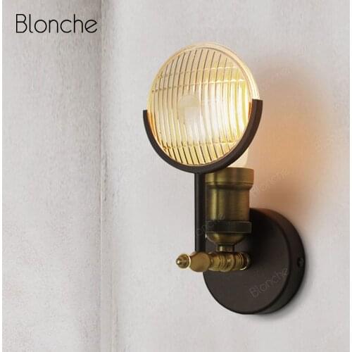 Vintage Retro Lamp Industrial Wall Lamp Loft Decorative Glass Interior Lighting Fixture Home Staircase Bedroom Bedside Lamp E27