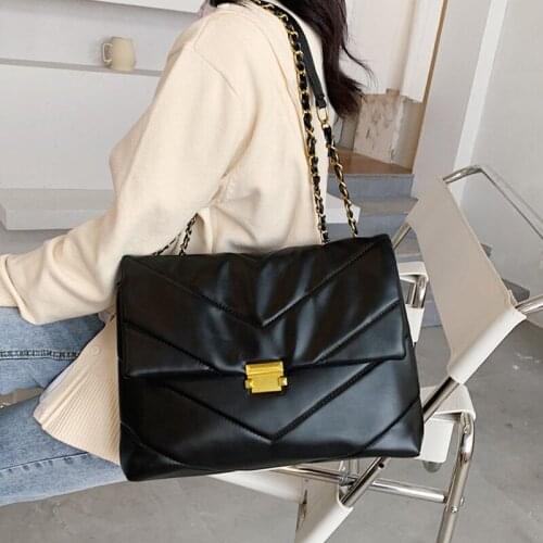 High Capacity Soft PU Leather Women Shoulder Crossbody Bags 2021 New Chain Vintage Big Handbags Ladies Casual Totes Female Purse