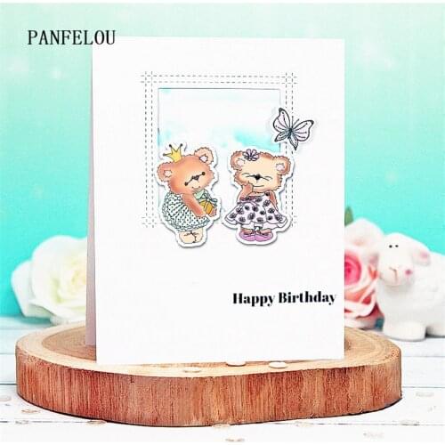 Cutting dies Teddy bear Transparent Silicone Rubber Clear Stamps cartoon Scrapbooking/DIY Easter Childrens toys album