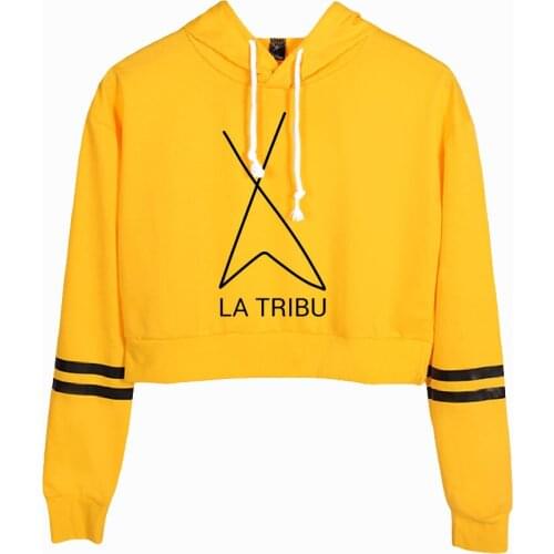 Womens Camilo Echeverry Hoodie Long Sleeve Navel Crop Hoodie Pullover Yellow Casual Streetwear Pop Singer Harajuku Clothes