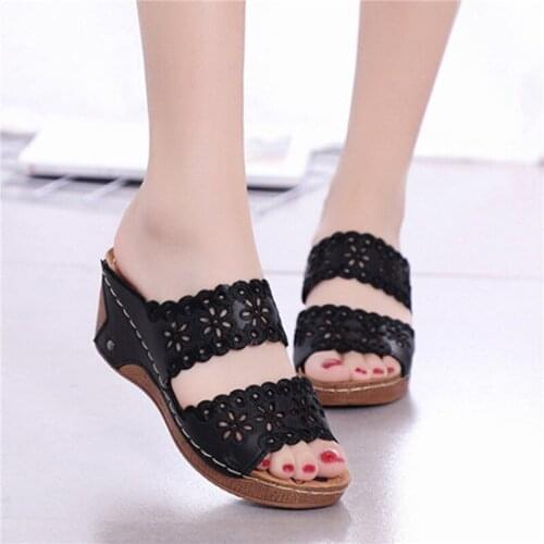 2021 Women Fashion Casual Hollow Out Roman Wedges Platform Shoes Sandals High Heels Thick Shoes Women Peep Toe Sandals