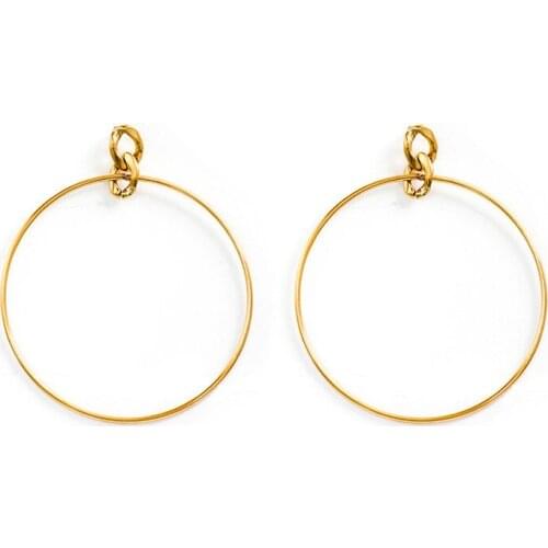 ANEEBAYH Stainless Steel Big Thin Circle Dangle Earrings For Women Vintage Gold Color Layered Round Earrings Bohemian Jewelry