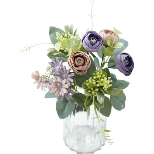 1 Bouquet Artificial Rose Flower Vivid Room Decoration Portable Fake DIY Simulation Camellia Wedding Decoration