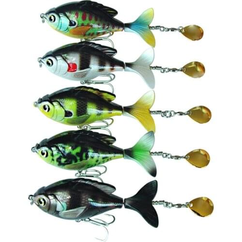 1PC Rotate Tail Popper Lure 9.5cm 16.9g Topwater Wobble Fishing Lures Bass Fishing Tackle