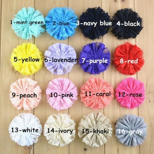 100pcs/lot New Coming 3" Artificial Solid Lace Flower Flat Back Kids Garment Hair Accessories FH62