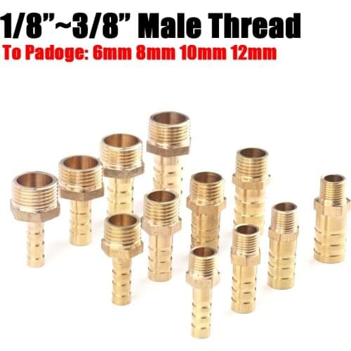 2Pcs 1/8" 2/8" 3/8" Male To 6/8/10/12mm Copper Connectors Pagoda Garden Irrigation Hose Brass Barb Joint Air Pump Adapter