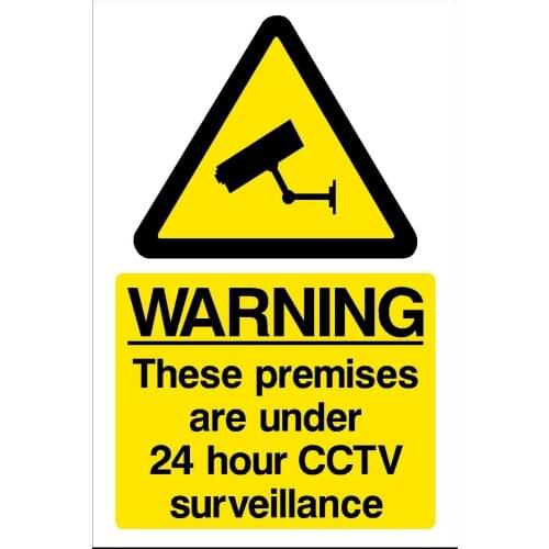 CCTV 24 Hour Surveillance A5 Rigid Plastic Sign 150x210mm Waterproof Vinyl stickers for car Motos