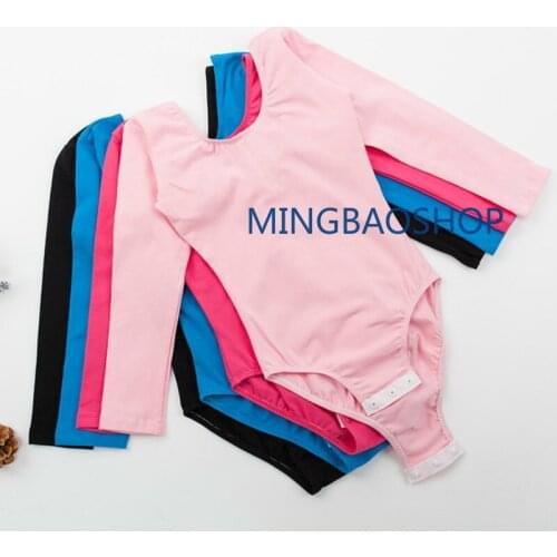 Ballerina Long Sleeve Leotard Dance Wear Child Ballet Dance Leotard Snap Crotch Gymnastics Leotards Spandex Cotton Kids Girls