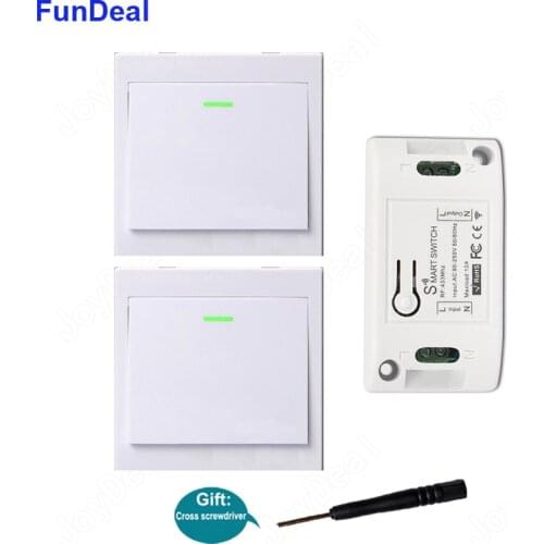 FUNDEAL 433Mhz Wireless Wall Switch RF 86 Wall Panel Transmitter Safety Switch And AC 110V 220V Relay Interruptor For Light Lamp