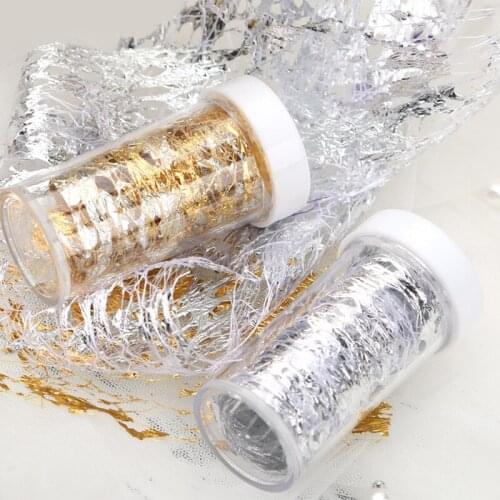 1 Box Nail Art Gold Silver Glitter Foil Fragments UV Ultra-Thin Paillette Nail Polish Glue DIY Decorative Tin Foil Decal Decor
