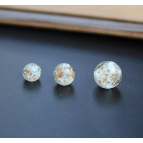 10PCS 8mm 10mm 12mm Luminous Lampwork Glass beads &Shinning powder White Color Loose beads for jewelry Bracelet Necklace making